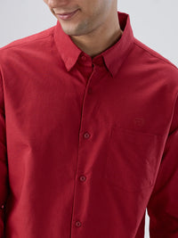 Men Shirt Solid Red Regular Fit