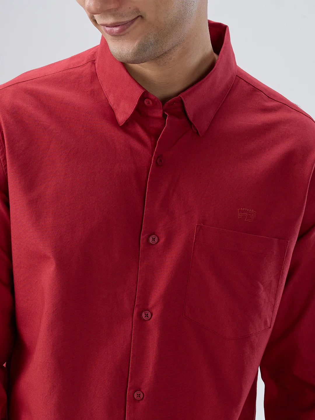 Men Shirt Solid Red Regular Fit