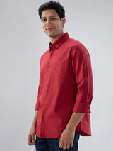 Men Shirt Solid Red Regular Fit