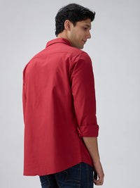 Men Shirt Solid Red Regular Fit