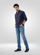 Men Shirt Solid Navy Blue Regular Fit
