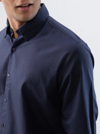 Men Shirt Solid Navy Blue Regular Fit