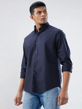 Men Shirt Solid Navy Blue Regular Fit