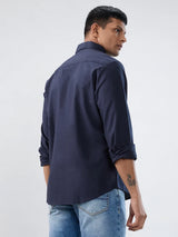 Men Shirt Solid Navy Blue Regular Fit