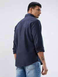 Men Shirt Solid Navy Blue Regular Fit