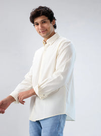 Men Shirt Solid Off White Regular Fit