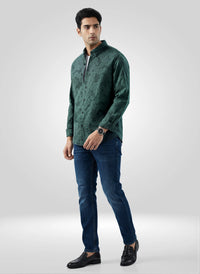Men Shirt Solid Green Regular Fit