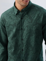 Men Shirt Solid Green Regular Fit