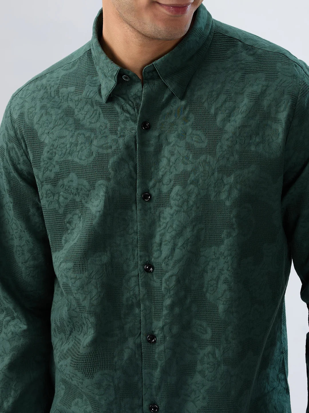 Men Shirt Solid Green Regular Fit