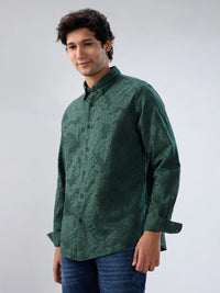 Men Shirt Solid Green Regular Fit