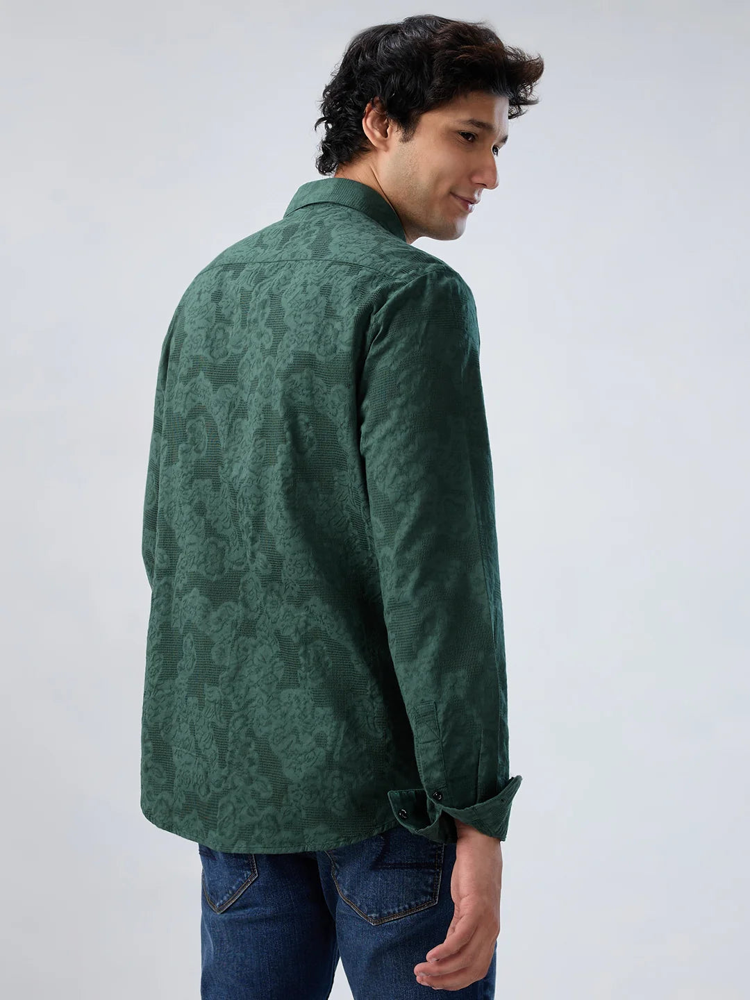 Men Shirt Solid Green Regular Fit