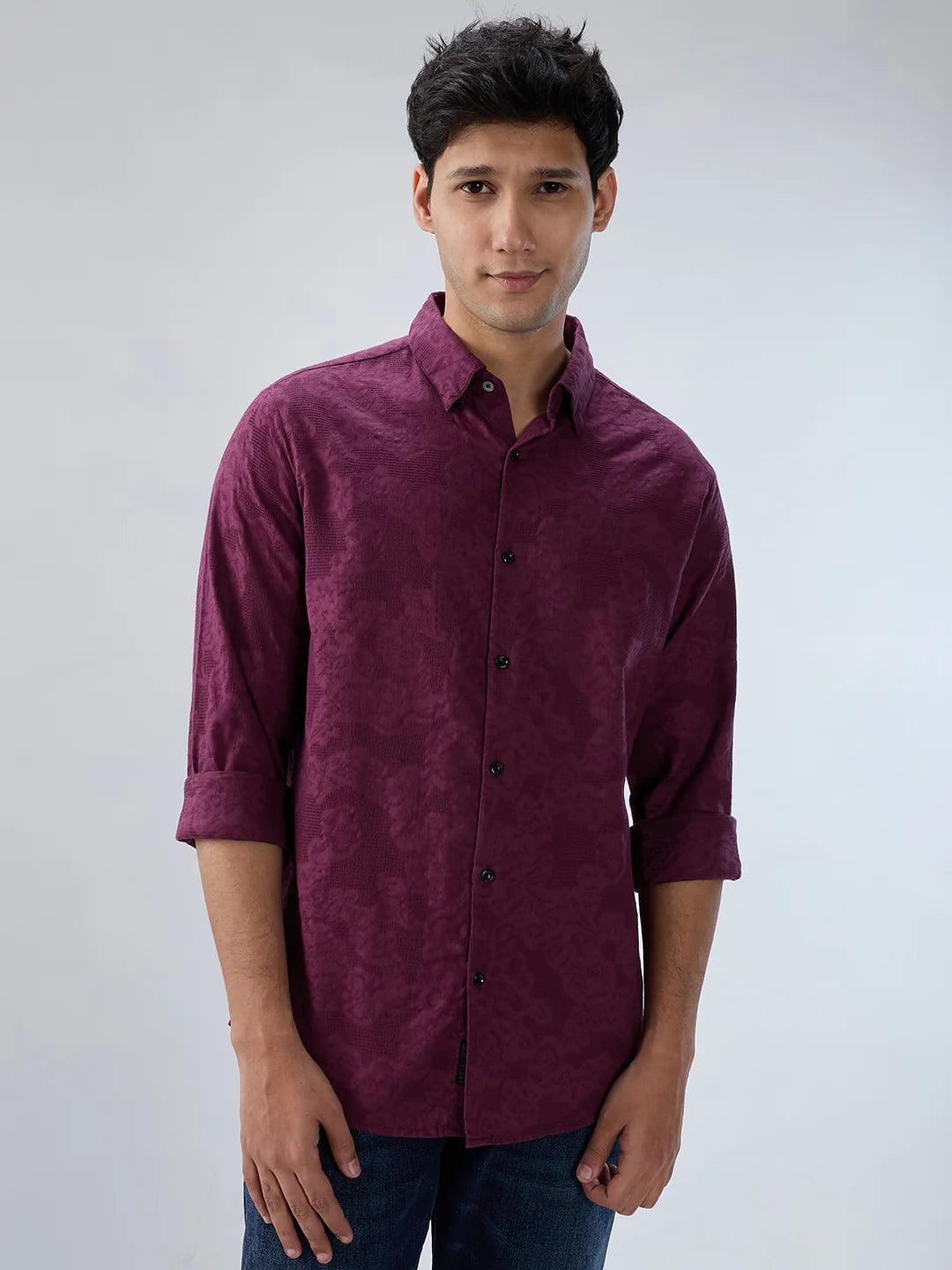 Men Shirt Solid Red Regular Fit