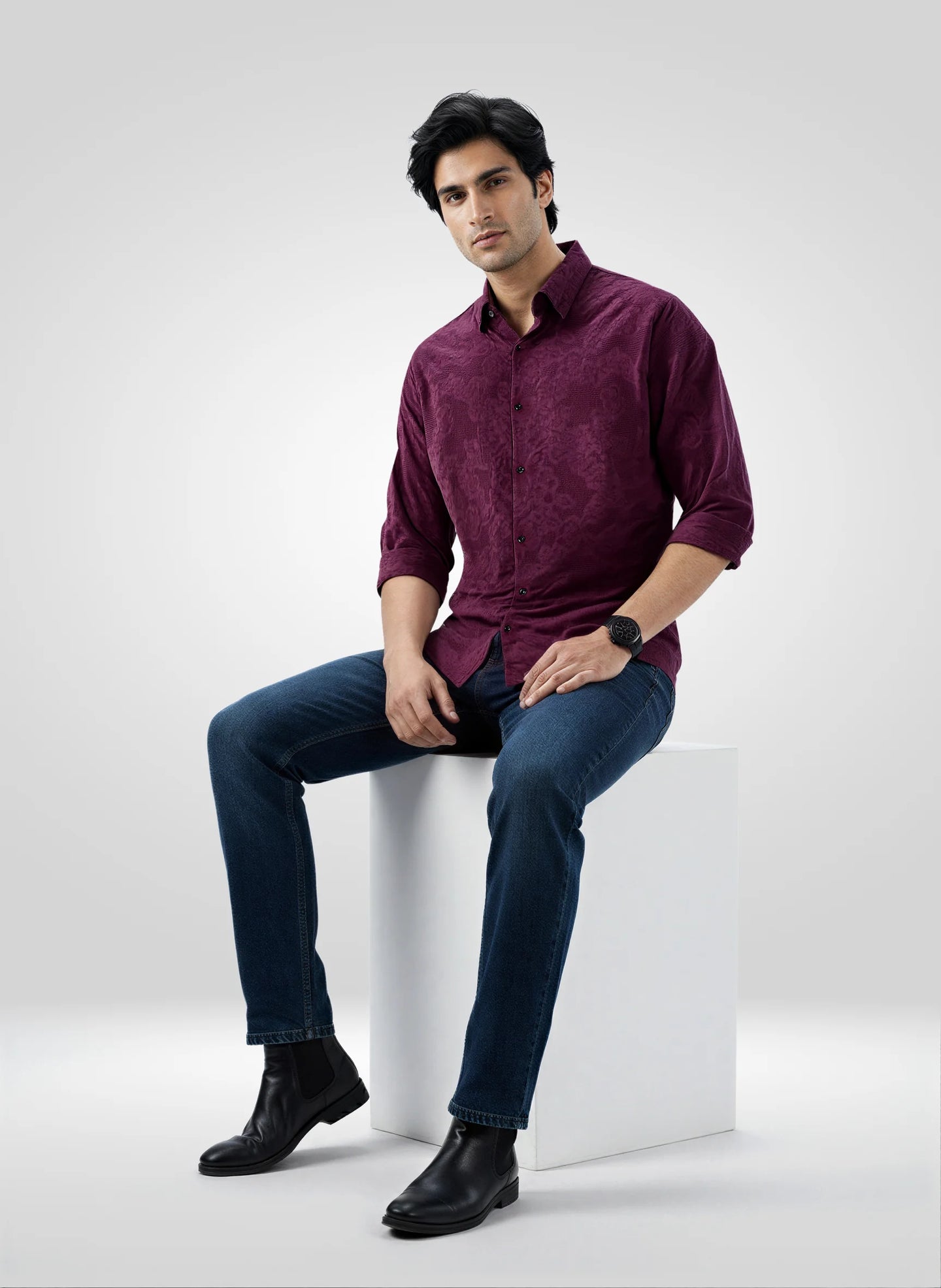 Men Shirt Solid Red Regular Fit