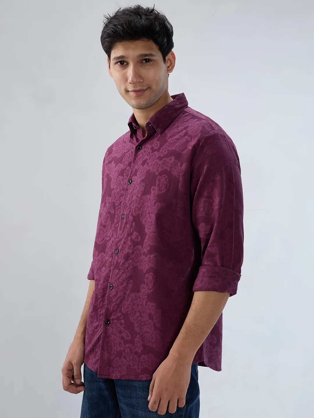 Men Shirt Solid Red Regular Fit