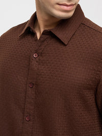 Men Shirt Solid Brown Regular Fit