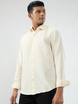 Men Shirt Solid Off White Regular Fit