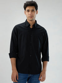 Men Shirt Solid Black Regular Fit