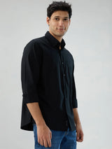 Men Shirt Solid Black Regular Fit