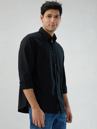 Men Shirt Solid Black Regular Fit