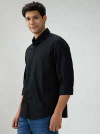 Men Shirt Solid Black Regular Fit
