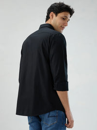 Men Shirt Solid Black Regular Fit