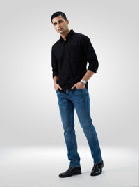 Men Shirt Solid Black Regular Fit