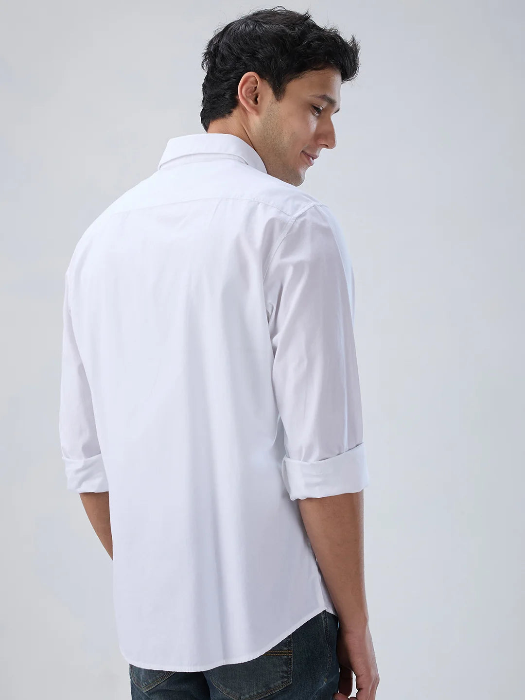 Men Shirt Solid White Regular Fit