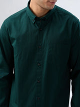 Men Shirt Solid Green Regular Fit