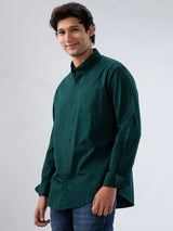 Men Shirt Solid Green Regular Fit