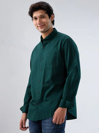 Men Shirt Solid Green Regular Fit