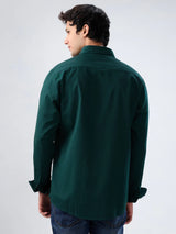 Men Shirt Solid Green Regular Fit