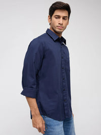 Men Shirt Solid Navy Blue Regular Fit