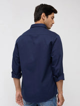 Men Shirt Solid Navy Blue Regular Fit