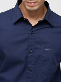 Men Shirt Solid Navy Blue Regular Fit