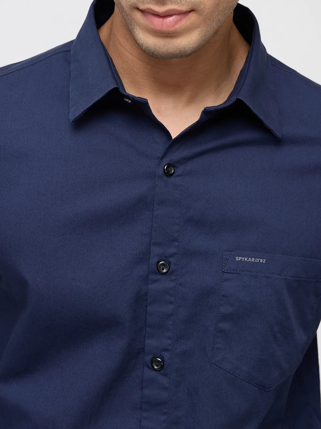 Men Shirt Solid Navy Blue Regular Fit