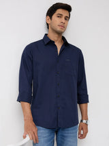 Men Shirt Solid Navy Blue Regular Fit