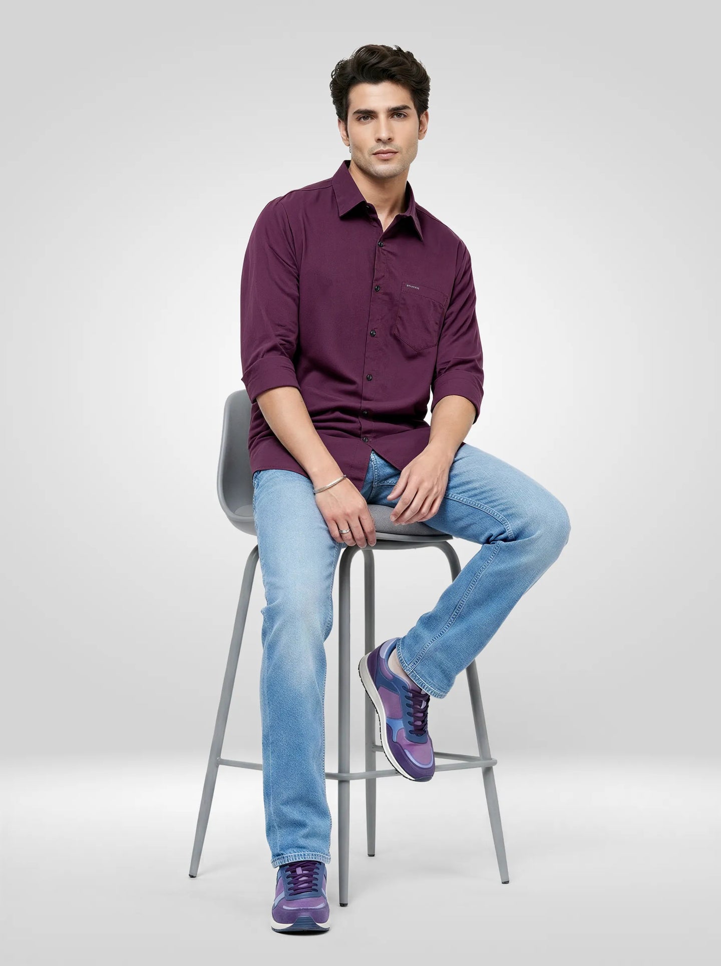 Men Shirt Solid Red Regular Fit