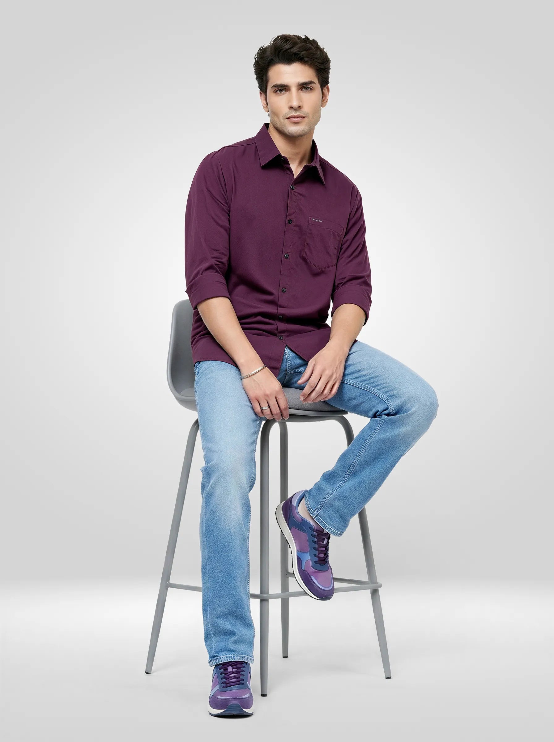 Men Shirt Solid Red Regular Fit