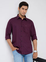 Men Shirt Solid Red Regular Fit