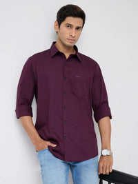 Men Shirt Solid Red Regular Fit