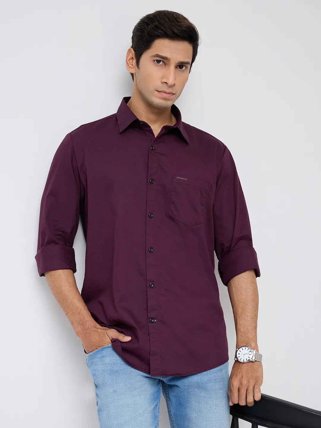 Men Shirt Solid Red Regular Fit