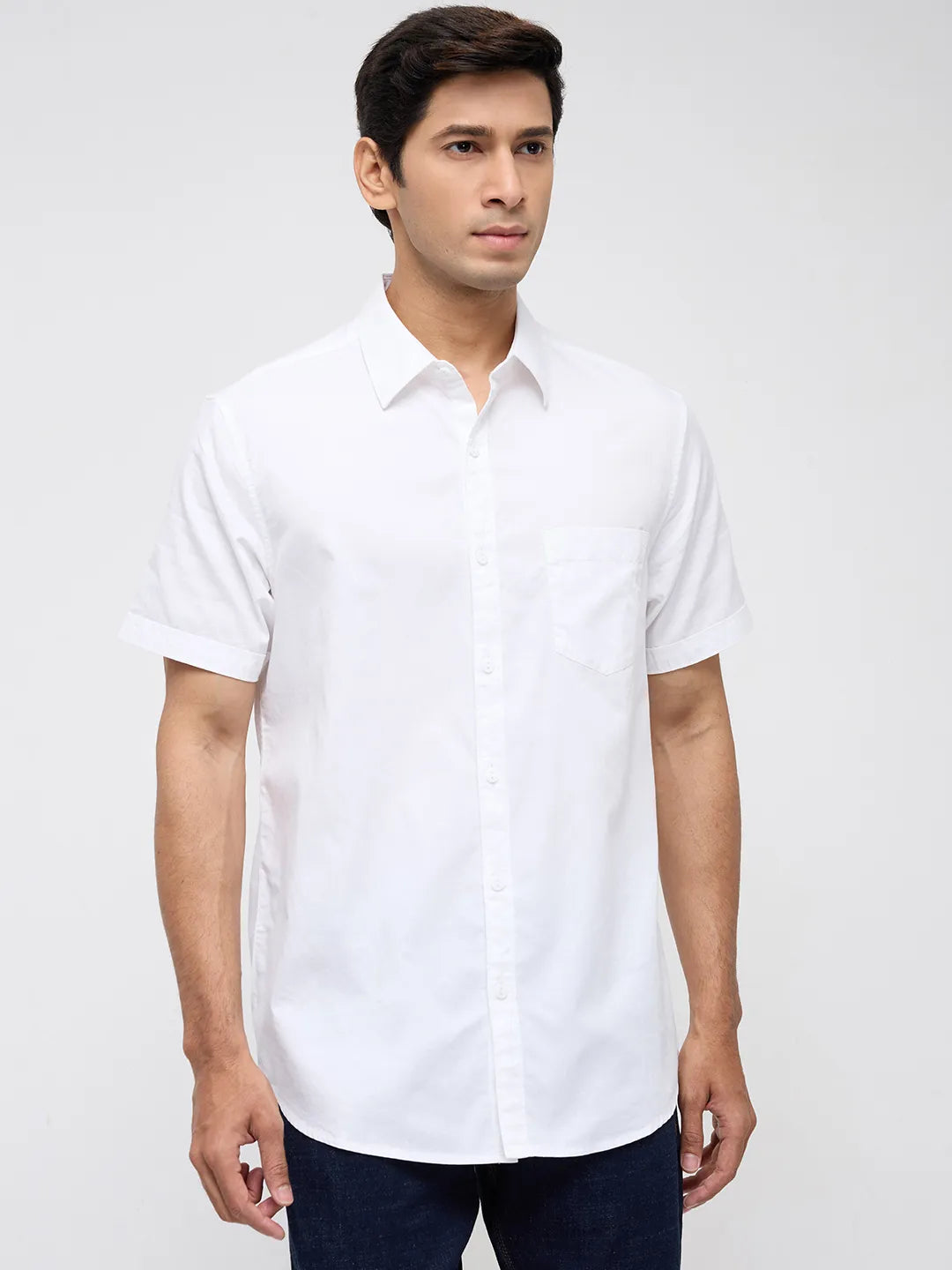 Men Shirt Solid White Regular Fit