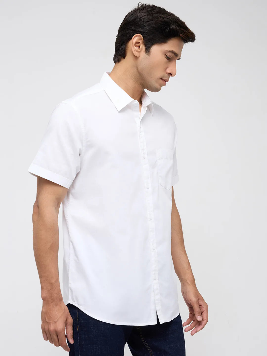 Men Shirt Solid White Regular Fit