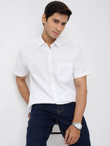 Men Shirt Solid White Regular Fit
