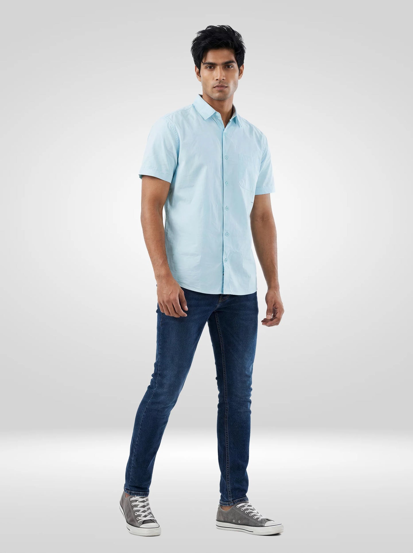 Men Shirt Solid Blue Regular Fit