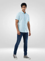 Men Shirt Solid Blue Regular Fit