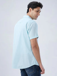 Men Shirt Solid Blue Regular Fit