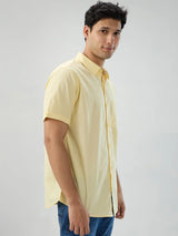Men Shirt Solid Yellow Regular Fit