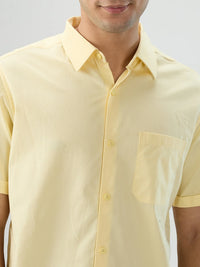 Men Shirt Solid Yellow Regular Fit