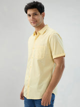 Men Shirt Solid Yellow Regular Fit